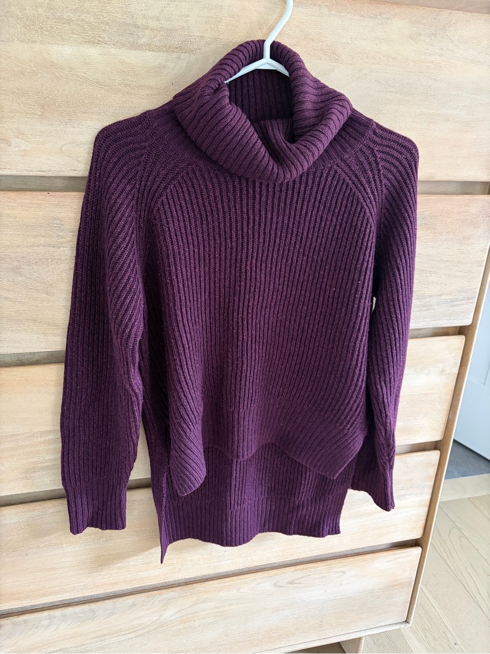 Aritzia Wilfred Plum Ribbed Turtleneck Sweater